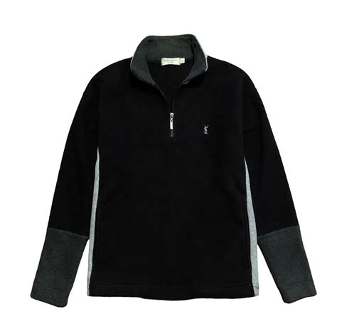 yves saint laurent 1/4 zip fleece|Yves Saint Laurent Teddy Y2k 1/4 Zip Fleece Sweater YSL .